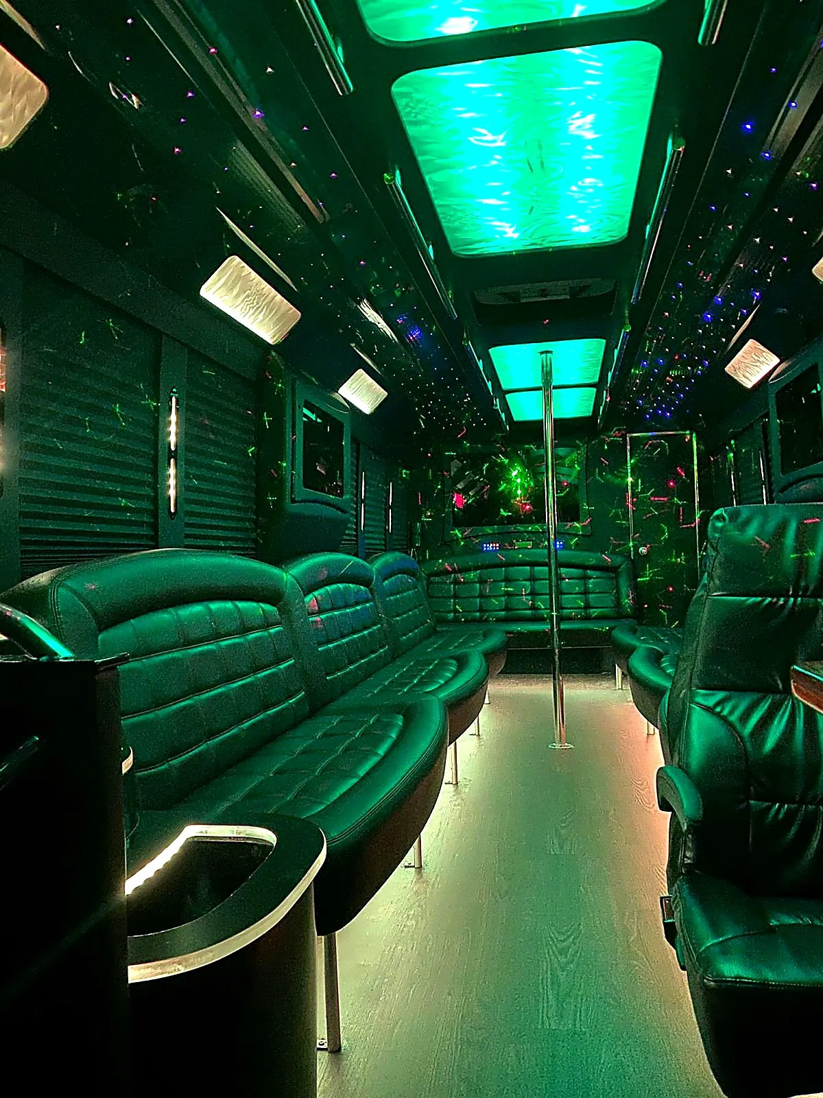 Green LED interior with captain chair and star ceiling